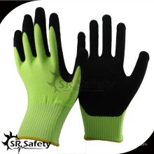 SRSAFETY 2016 13g grüne Nylon Liner Palme beschichtete sandige Nitril Auto Reparatur grüne Handschuhe